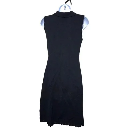 Carven Dress M Knit Black Classic Old Money Embroider Floral Scalloped  Designer - threedaughtersproperties.com
